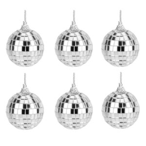 mirror disco balls set - silver reflective mirror balls easy to hang suitable for weddings, parties and family celebrations (6 pcs)