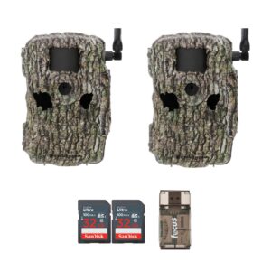 stealth cam fusion xpro 36mp mp photo and 1080p at 30fps video cellular trail camera (at&t and verizon) - treebark camo bundle with 32 gb sd card and card reader (2-pack) (5 items)