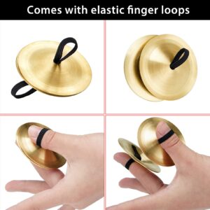 20 Pieces Finger Cymbals Belly Dancing Finger Dancing Finger Zills Musical Instrument for Dancer Party (Gold)