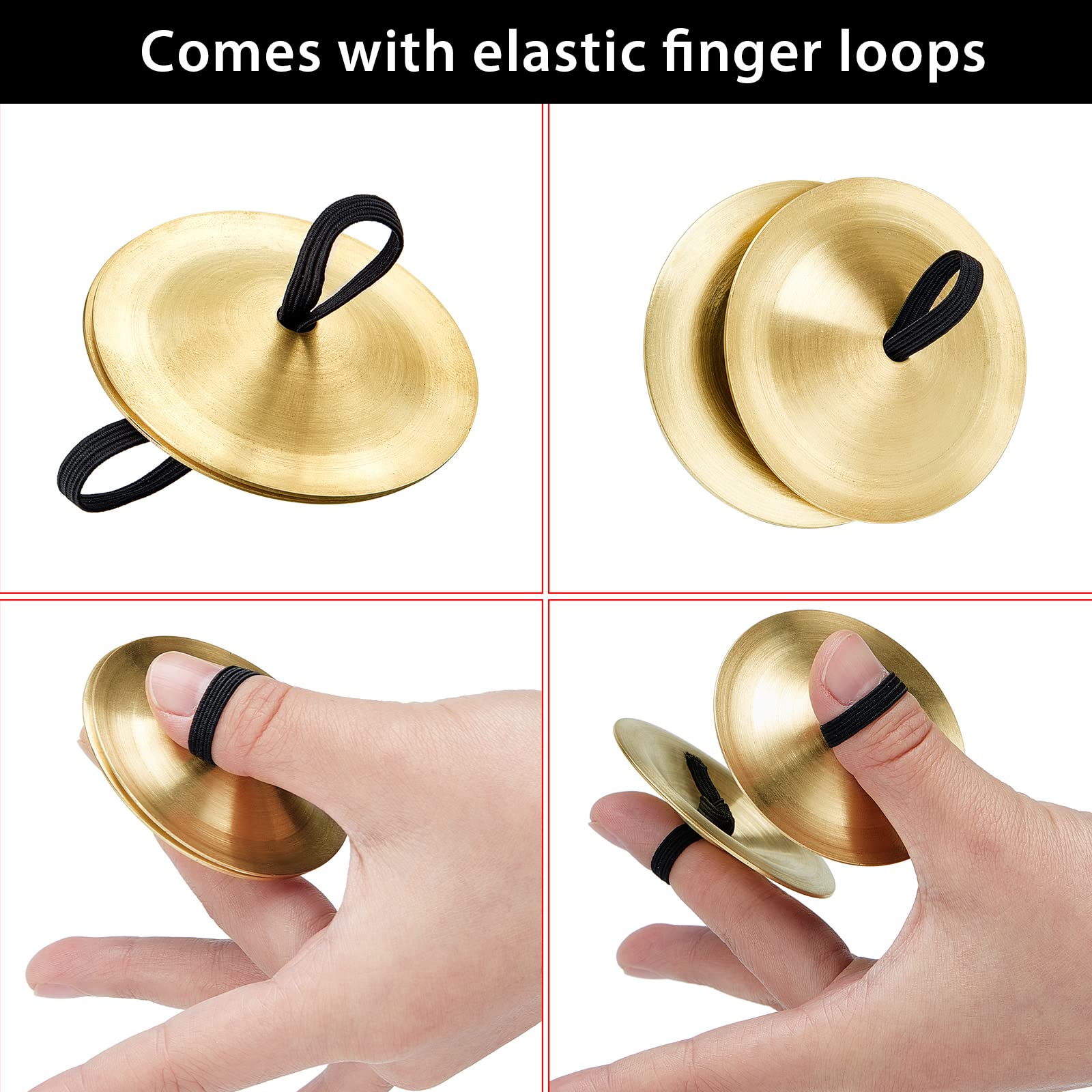 20 Pieces Finger Cymbals Belly Dancing Finger Dancing Finger Zills Musical Instrument for Dancer Party (Gold)