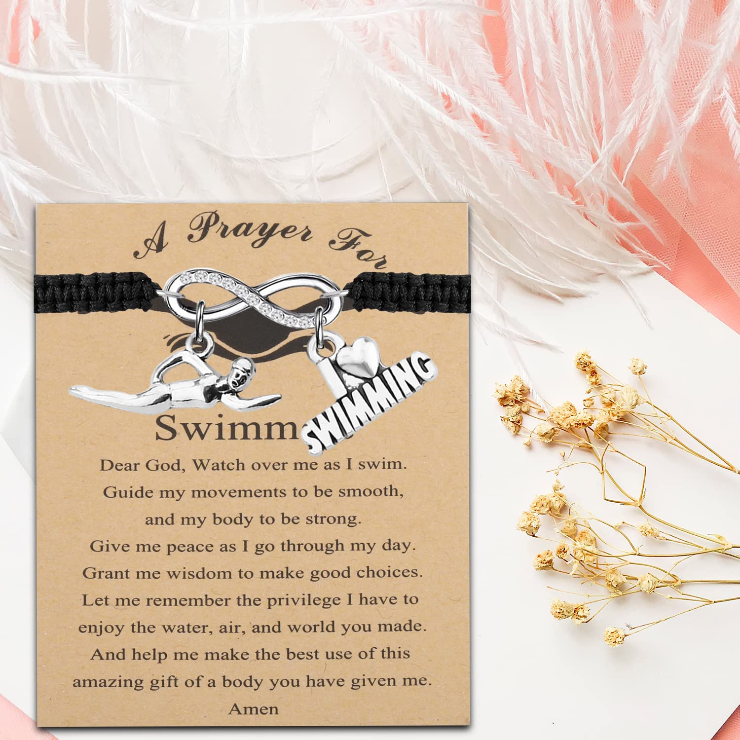 MYOSPARK Swimmers Gift Swimming Bracelet Message Card Jewelry Swimming Lover Gift Swim Team Gift for Swim Player (Swimmers Card BR)