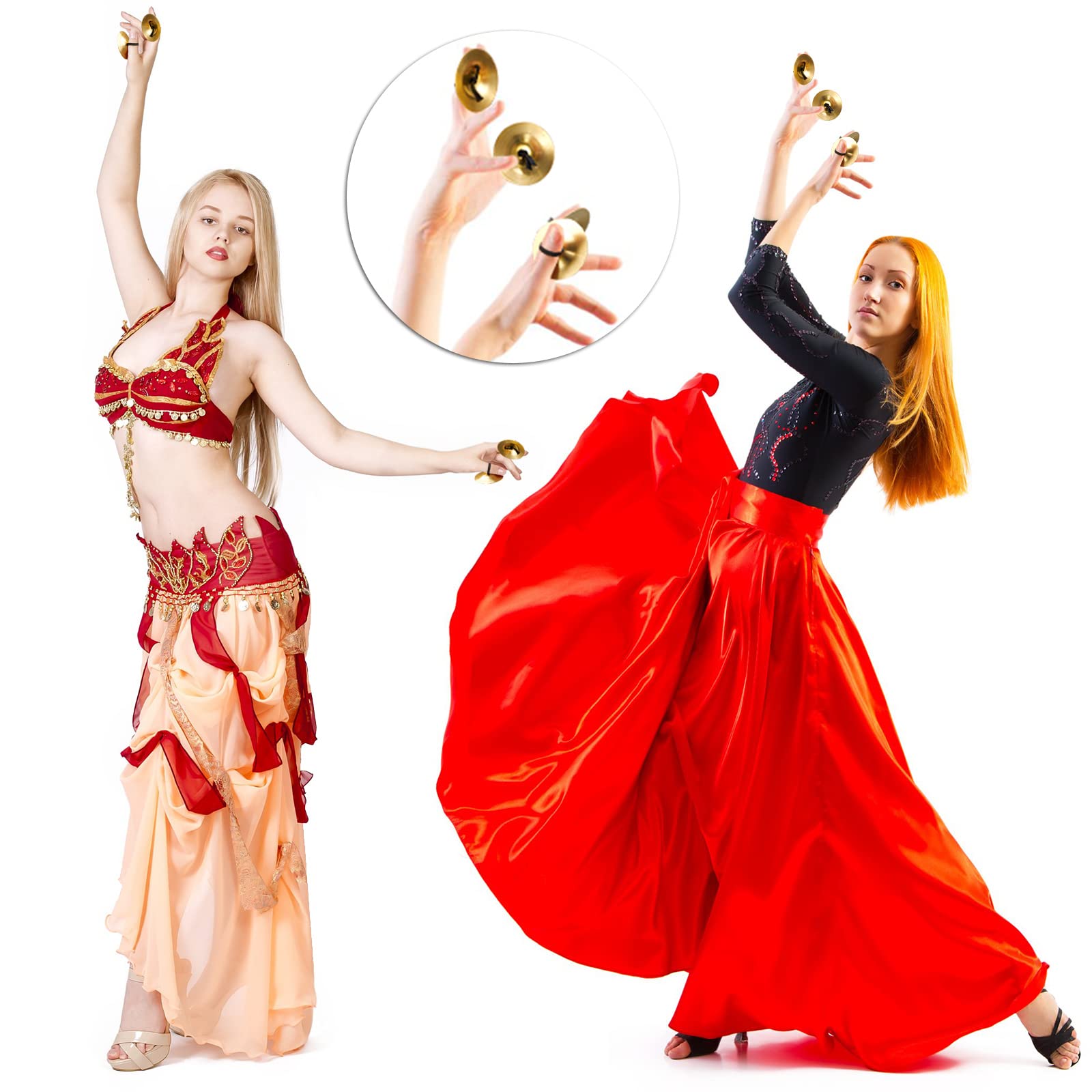 20 Pieces Finger Cymbals Belly Dancing Finger Dancing Finger Zills Musical Instrument for Dancer Party (Gold)