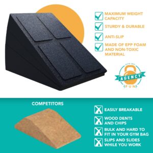 Squat Wedge Block (Box of 3) - Knees Over Toes Epp Foam Blocks - Non-Slip Calf Raise Block - Adjustable Slant Board for Squats - Squat wedges for Yoga & Stretching - Calf Exercise Equipment