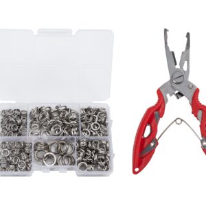 GREATFISHING X Strong 240PCS High Strength Heavy Stainless Steel Split Ring Lure Tackle Connector with Fishing Pliers 30lb to 120lb Test