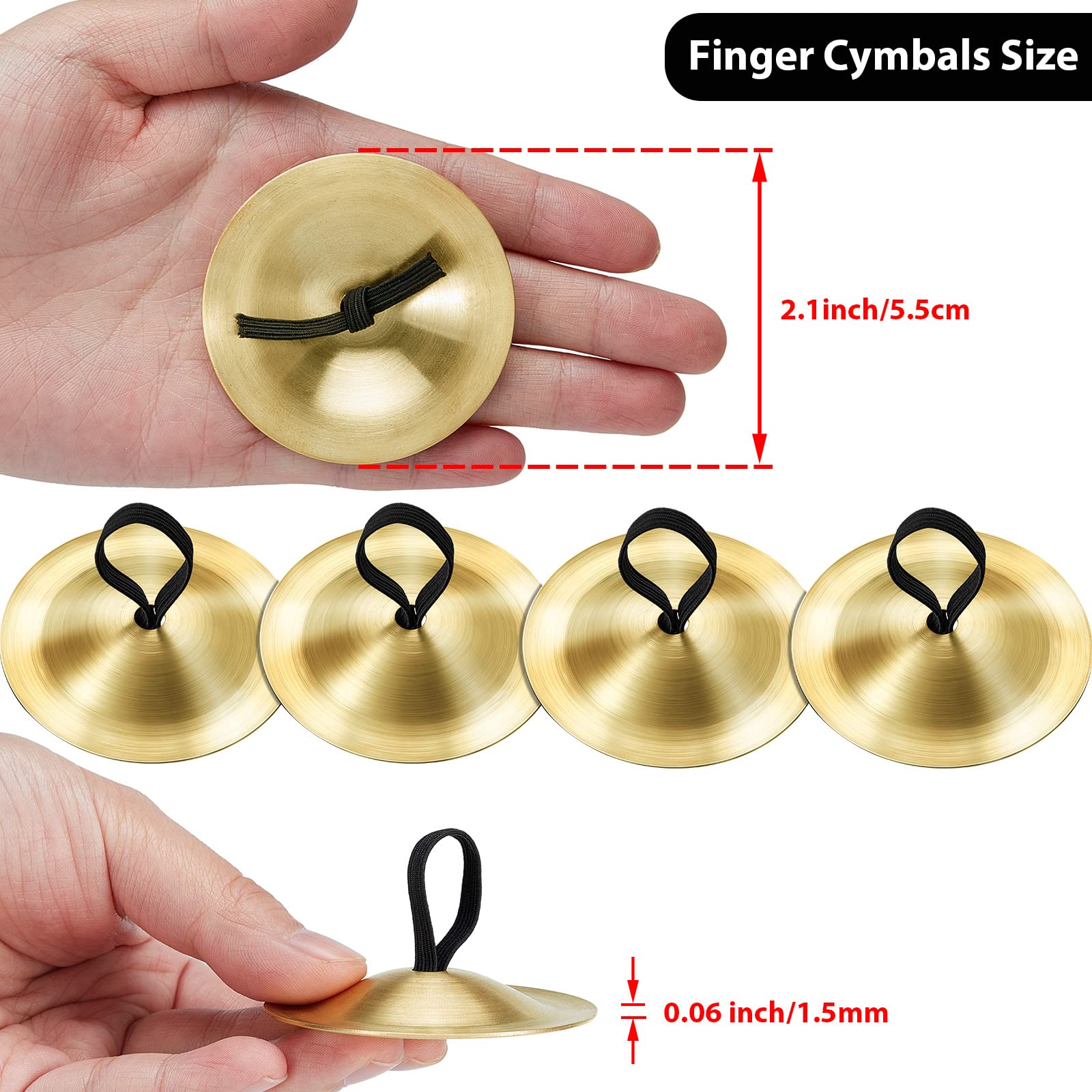 20 Pieces Finger Cymbals Belly Dancing Finger Dancing Finger Zills Musical Instrument for Dancer Party (Gold)