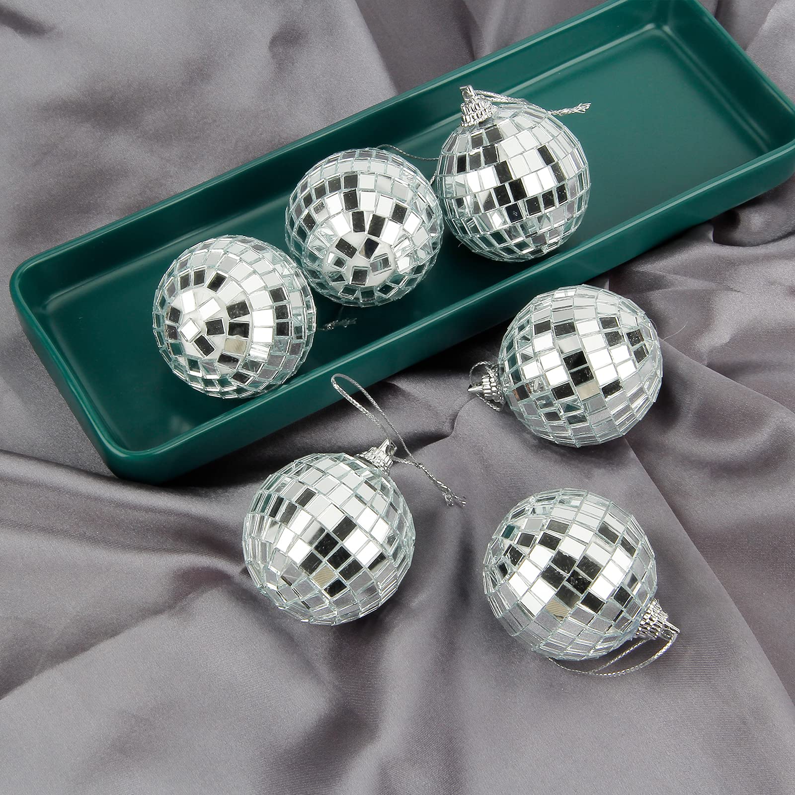 Mirror Disco Balls Set - Silver Reflective Mirror Balls Easy to Hang Suitable for Weddings, Parties and Family Celebrations (6 pcs)