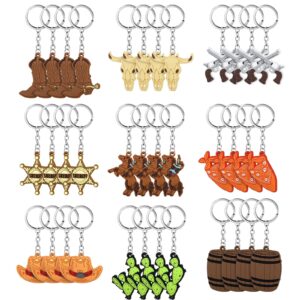 Panelee 36 Pcs Western Cowboy Keychain Silicone Key Ring Horse Boot Cowboy Hat Keychain Western Themed Party Keychain for Birthday