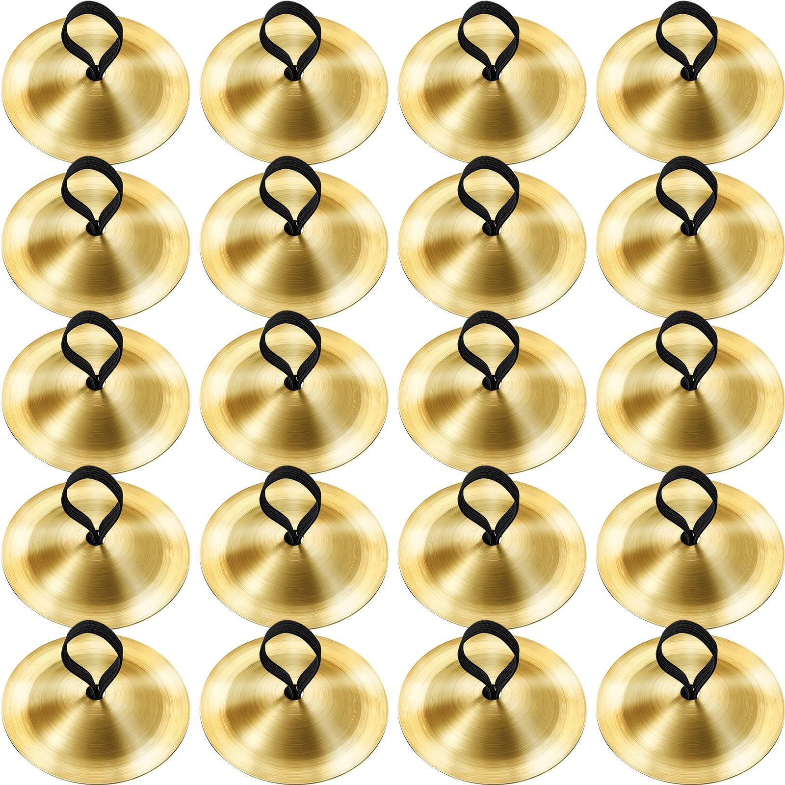 20 Pieces Finger Cymbals Belly Dancing Finger Dancing Finger Zills Musical Instrument for Dancer Party (Gold)