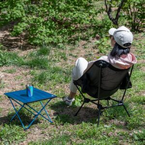 iClimb 1 Anti-Sinking Large Feet Chair and 1 Solo Mini Folding Table Bundle, Ultralight Compact for Single Adult Outdoor Backpacking Hiking Camping Beach Concert