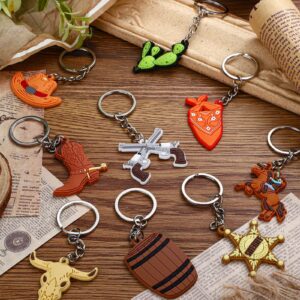 Panelee 36 Pcs Western Cowboy Keychain Silicone Key Ring Horse Boot Cowboy Hat Keychain Western Themed Party Keychain for Birthday