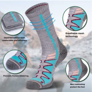 Merino Wool Hiking Socks for Cold Weather Socks Thermal Warm Crew Winter Boot Cushion Socks