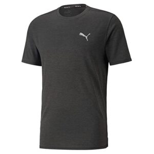 PUMA Men's Run Favorite Short Sleeve Tee, Heather Black Heather, Large