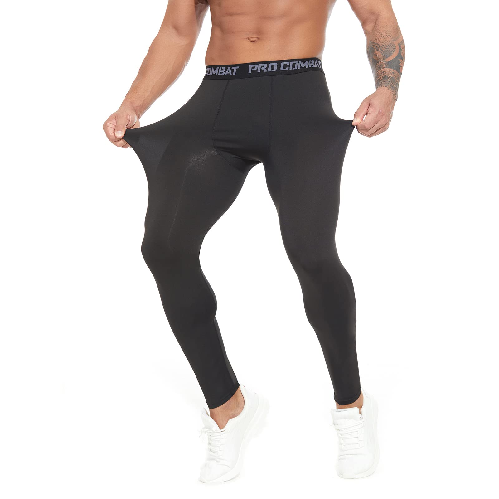 SS COLOR FISH Men Compression Pants Athletic Baselayer Workout Legging Running Tights for Men Black