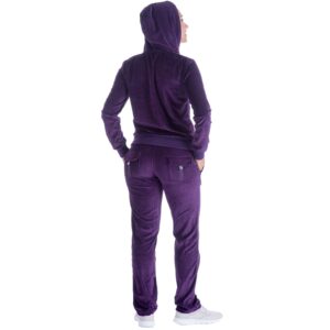 LeeHanTon Womens 2 Piece Outfits Velour Tracksuits Long Sleeve Sweatsuits Sports Jogging Velvet Lounge Set LJS200 Purple 3XL