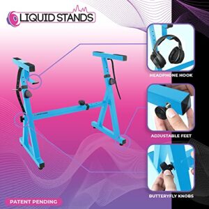 Liquid Stands Piano Keyboard Stand - Z Style Adjustable and Portable Heavy Duty Music Stand for Kids and Adults -Fits 54-88 Key Electric Pianos - Sturdy Musical Keyboard Stand (Light Blue)