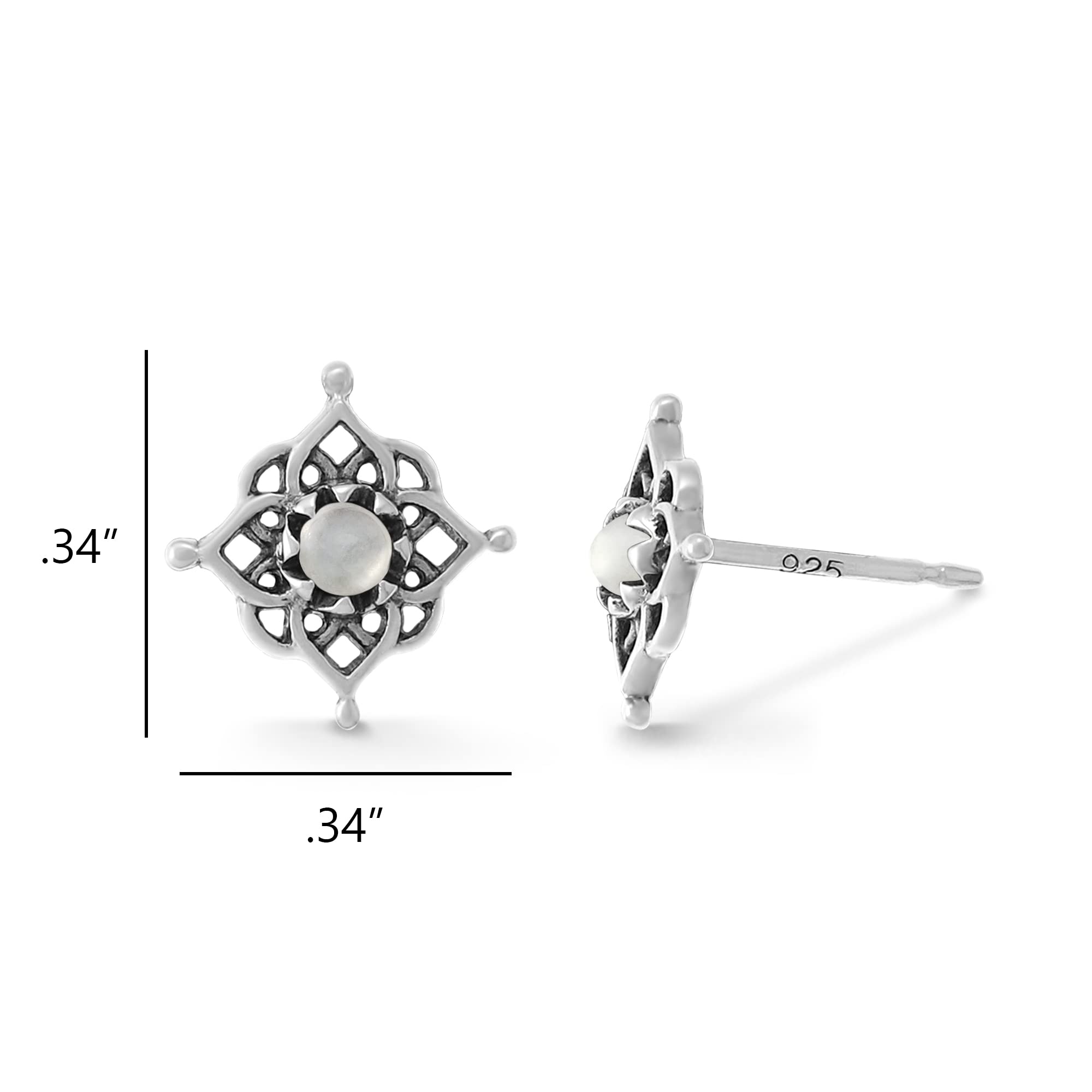 Boma Jewelry Sterling Silver Filigree Stud Earrings (Mother of Pearl)