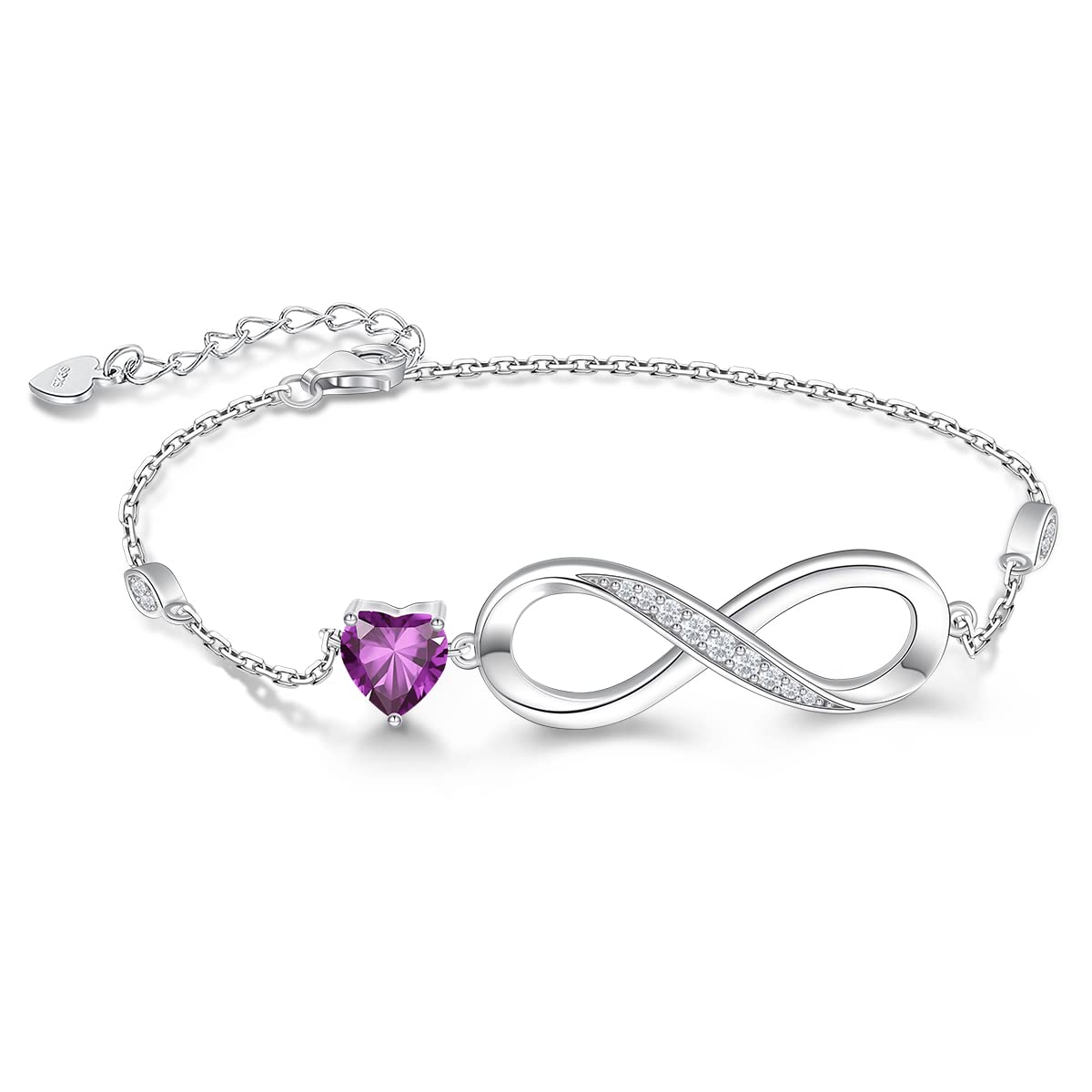 RIVIKO Infinity Love Heart Symbol Charm Bracelet for Women 925 Sterling Silver Adjustable Birthday Valentine’s Day Christmas Jewelry Gift for Mom Women Wife Her Friends