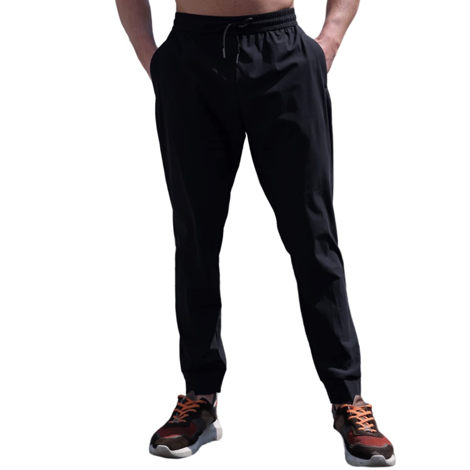 BECLOH Men's Sweatpants with Zipper Pockets Tapered Joggers for Men Athletic Pants, Track Pants for Workout, Jogging, Running(Black,L)