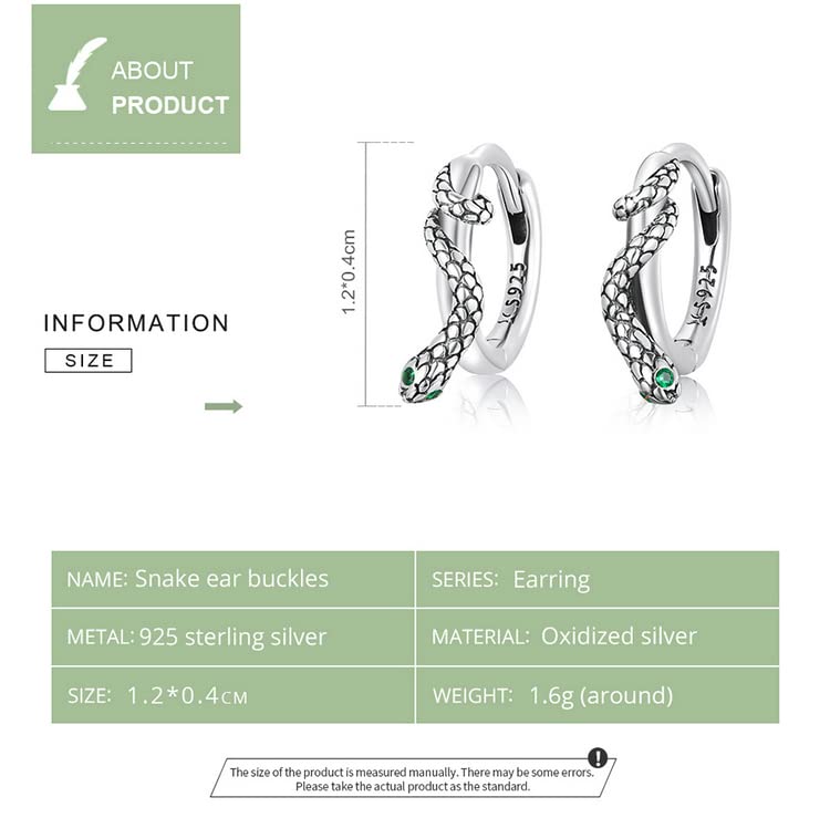 Snake Earrings for Women, 925 Sterling Silver Anime Earring Small Hoop Earrings Cubic Zirconia Earrings Snake Ear Cuff Hypoallergenic Huggie Hoop Earrings Jewelry Gifts for Women…