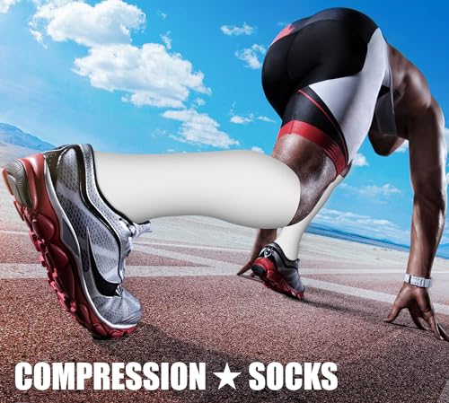 CHARMKING 3 Pairs Open Toe Compression Socks for Women & Men Circulation 15-20 mmHg is Best for All Day Wear Running Nurse (03 Black/White/Grey, L/XL)