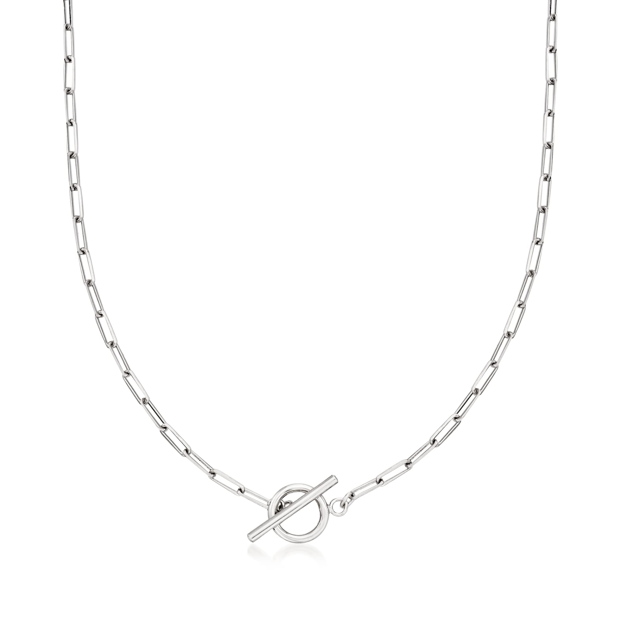 Ross-Simons Sterling Silver 2.5mm Paper Clip Link Toggle Necklace. 20 inches