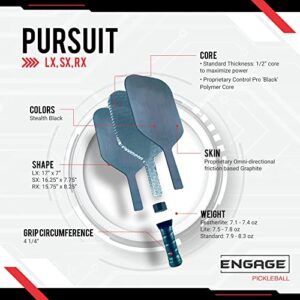 Engage Pickleball Pursuit RX Pickleball Paddle - Graphite Pickleball Paddle with Black Core - USAPA Approved - Made in USA (1/2" for Power, Standard (7.9-8.3oz))