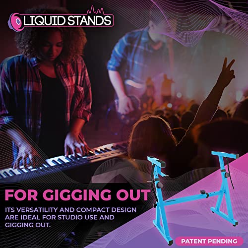 Liquid Stands Piano Keyboard Stand - Z Style Adjustable and Portable Heavy Duty Music Stand for Kids and Adults -Fits 54-88 Key Electric Pianos - Sturdy Musical Keyboard Stand (Light Blue)