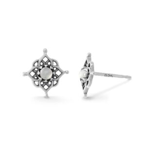 Boma Jewelry Sterling Silver Filigree Stud Earrings (Mother of Pearl)