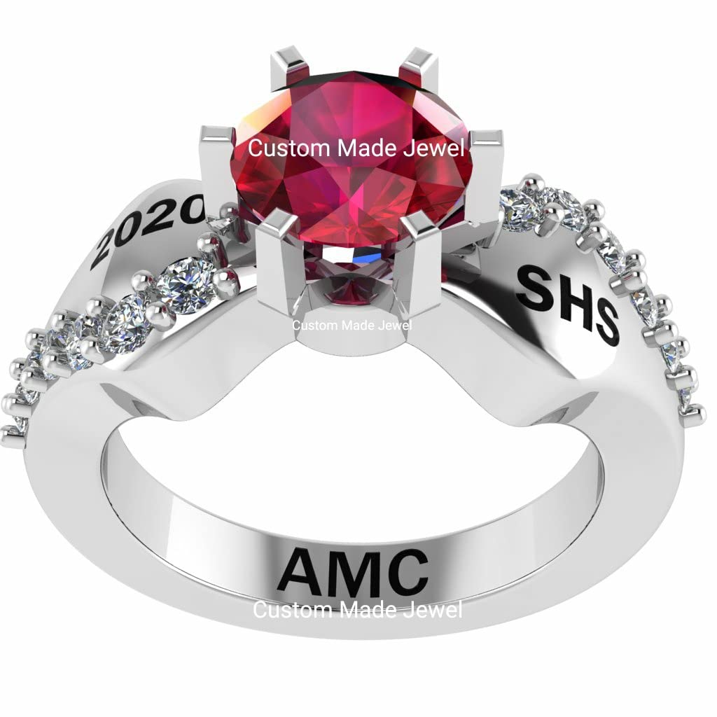 Custom class ring for Girl Women High School College University Academy 2022 2023 2024 2025 2026 Senior Graduation Personalized Gift Customized for her Sterling Silver - Custom Made Jewel