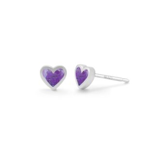 boma jewelry sterling silver heart stud earrings (purple turquoise)