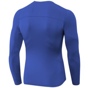 Blue Men's Compression Shirts Long Sleeve, Dry Fit Athletic Workout Gym Shirts Sports Base Layer Top Running T-Shirt