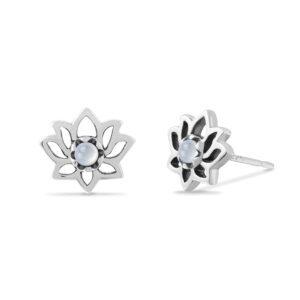 boma jewelry sterling silver lotus blossom flower stud earring (mother of pearl)