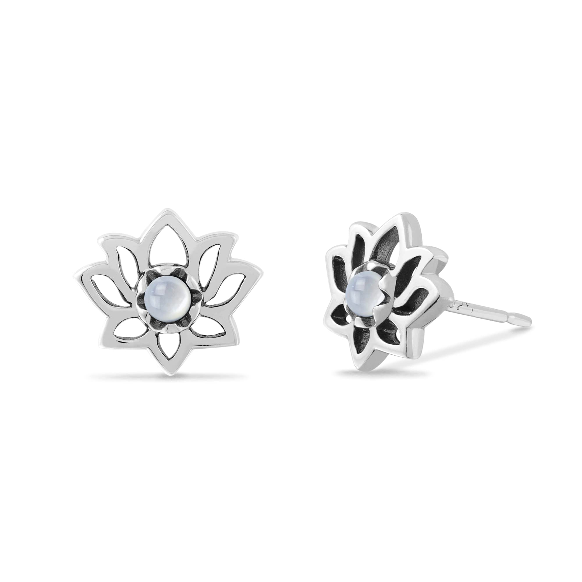 Boma Jewelry Sterling Silver Lotus Blossom Flower Stud Earring (Mother of Pearl)