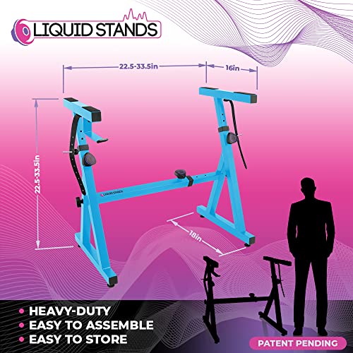 Liquid Stands Piano Keyboard Stand - Z Style Adjustable and Portable Heavy Duty Music Stand for Kids and Adults -Fits 54-88 Key Electric Pianos - Sturdy Musical Keyboard Stand (Light Blue)