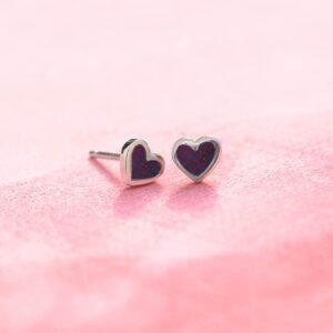 Boma Jewelry Sterling Silver Heart Stud Earrings (Purple Turquoise)