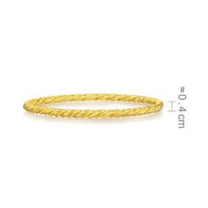 CHOW SANG SANG Dazzling Mirror Gold 999.9 24K Solid Gold Price-by-Weight Gold Twisted Rope Stackable Slip-On Bangle for Women 93673K (Approx. 0.66tael (~24.7g), 7 (Wrist Size:14.5-15.5 CM))