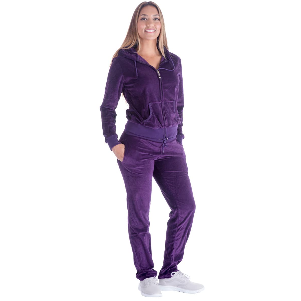 LeeHanTon Womens 2 Piece Outfits Velour Tracksuits Long Sleeve Sweatsuits Sports Jogging Velvet Lounge Set LJS200 Purple 3XL