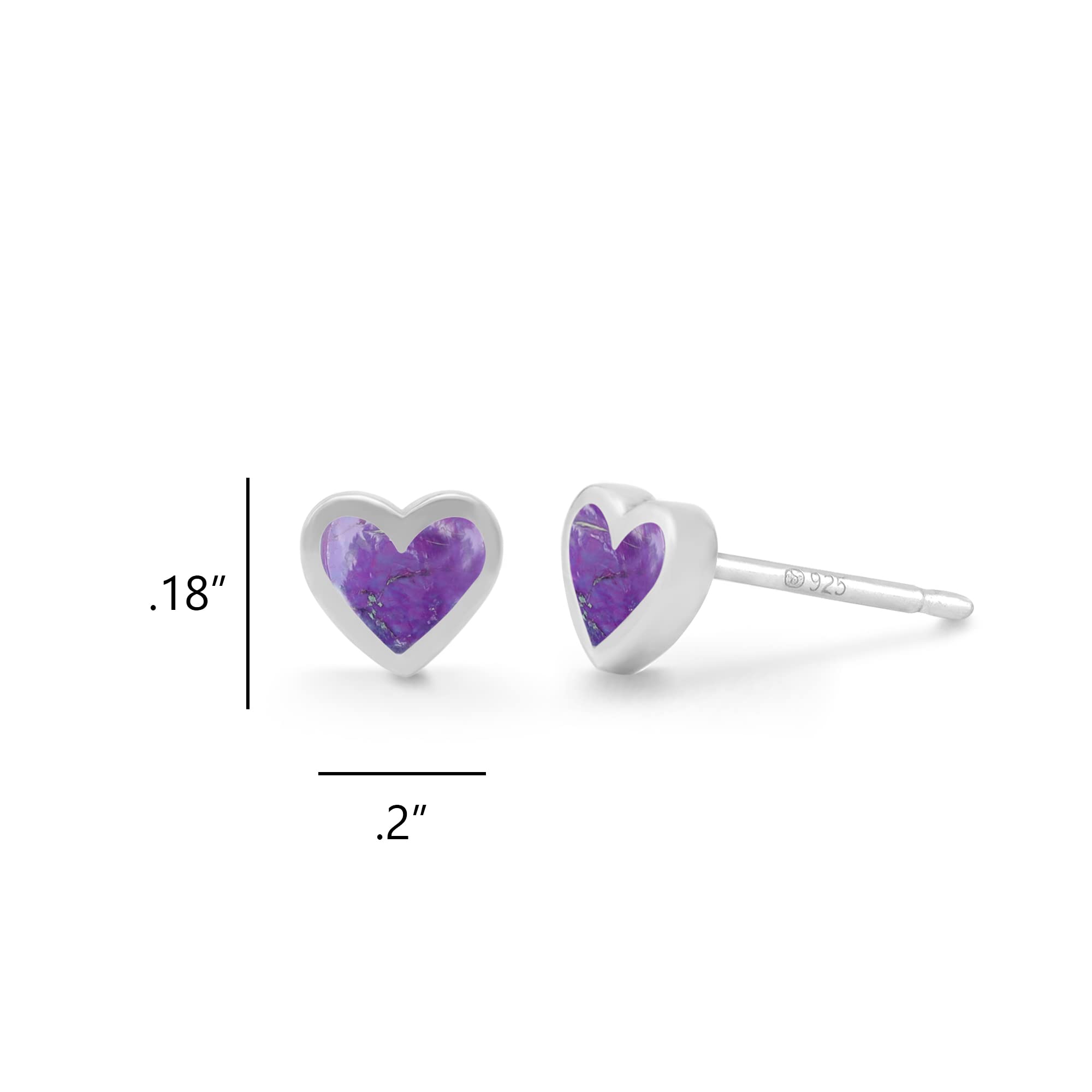 Boma Jewelry Sterling Silver Heart Stud Earrings (Purple Turquoise)