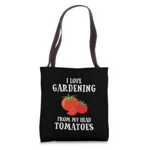 vegetable gardener gardening funny pun head tomatoes tote bag