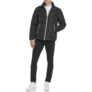 KENNETH COLE Men's Puffer Jacket, Reflective Black, Small