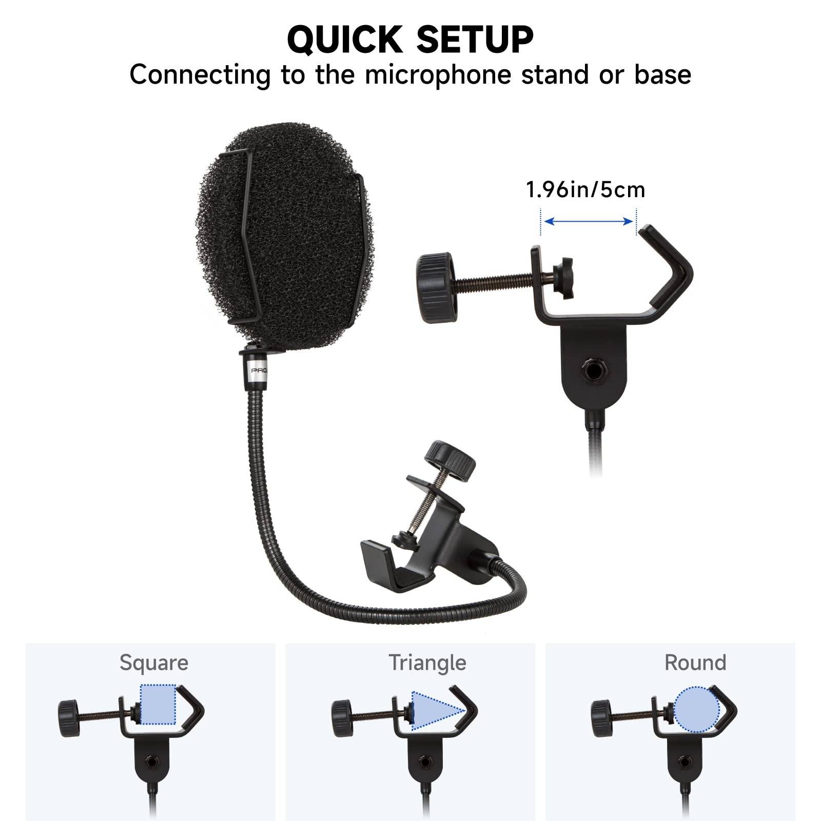 Microphone Pop Filter for Blue Yeti,Blue Snowball,Hyperx Quadcast, Shure and Other Mic,Professional Windscreen Mic Cover,Acoustic Mic Filter with Upgraded Thick Sponge,Enhanced Flexible 360° Gooseneck