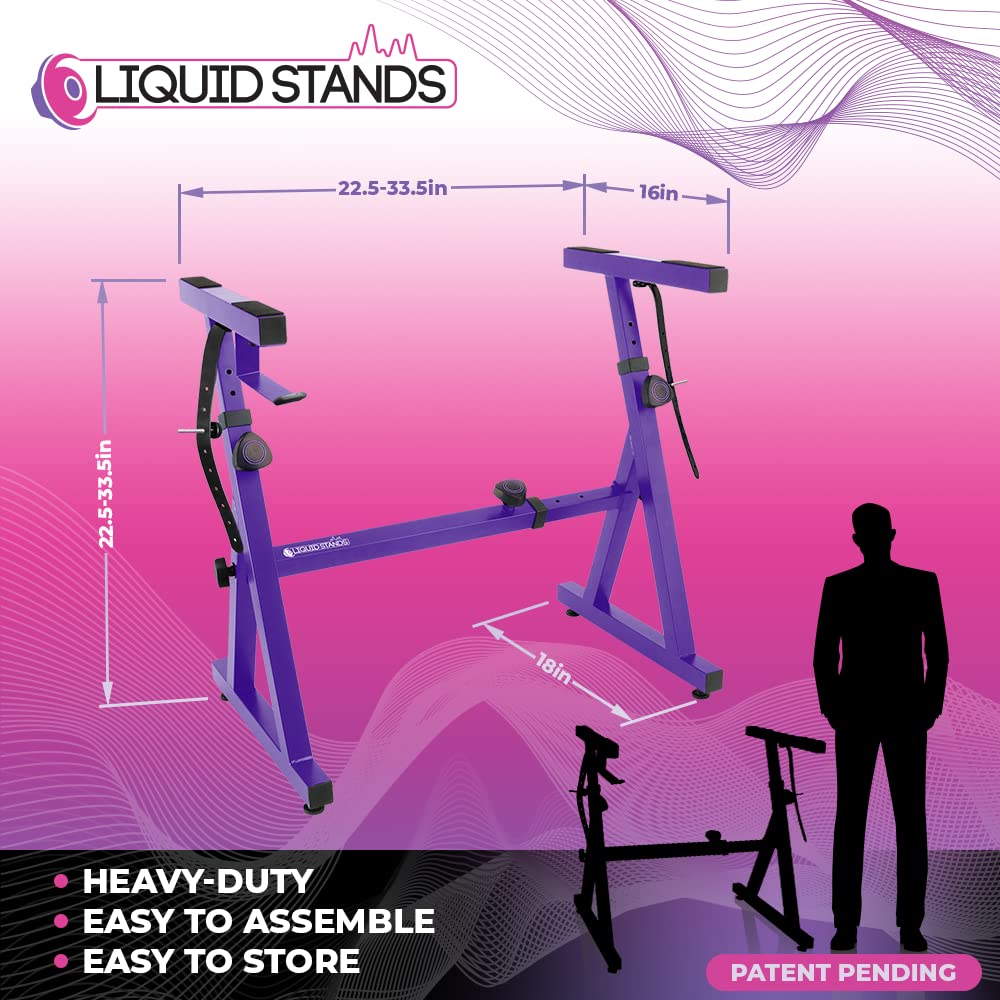 Liquid Stands Piano Keyboard Stand - Z Style Adjustable and Portable Heavy Duty Music Stand for Kids and Adults -Fits 54-88 Key Electric Pianos - Sturdy Musical Keyboard Stand (Purple)