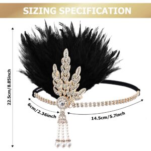 FERCAISH 1920s Flapper Headband, Roaring 20s Black Crystal Headband Bachelor Party Headband, Great Hair Accessories for Women