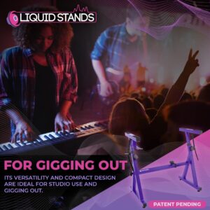 Liquid Stands Piano Keyboard Stand - Z Style Adjustable and Portable Heavy Duty Music Stand for Kids and Adults -Fits 54-88 Key Electric Pianos - Sturdy Musical Keyboard Stand (Purple)