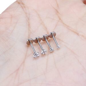 Lcolyoli 20G Threadless Push in Nose Rings for Women Diamond CZ 1.5mm 2mm 2.5mm 3mm Surgical Steel Nose Studs Pushin Nose Piercings Nostril Jewelry 4PCS