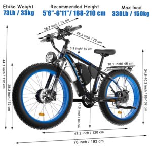 Tiemahun (US Stock) SMLRO XDC600 Plus Dual Motor AWD 22.4AH 2000W 26" Fat Tire Electric Bike 35MPH, 21 Speed Mountain Ebike Suspension with Lock Hydraulic Disc Brakes, Ebikes for Adults (White & Red)