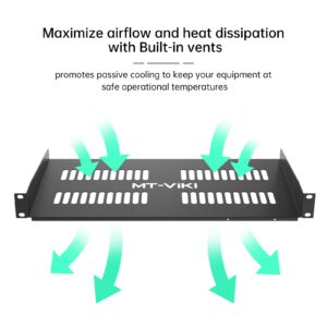 MT-VIKI 2-Pc 19 inch Rack Shelf, 1U Server Rack Shelf 10" Deep, Universal Vented Rack Mount Cantilever Tray for Rack & Cabinet (2-Packs)