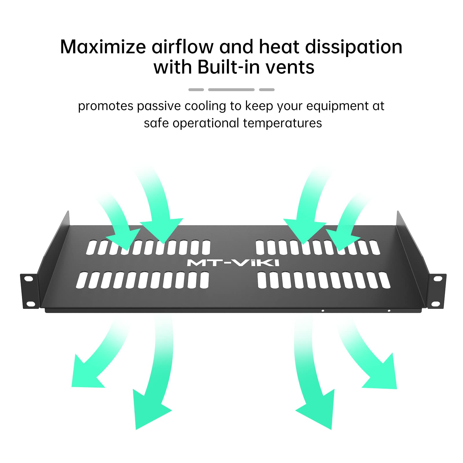 MT-VIKI 2-Pc 19 inch Rack Shelf, 1U Server Rack Shelf 10" Deep, Universal Vented Rack Mount Cantilever Tray for Rack & Cabinet (2-Packs)