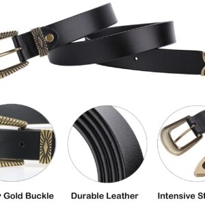 ALAIX Belts for women Women's Belts Silver Gold Buckle leather belts Black Western belts Jeans Pants belts for women