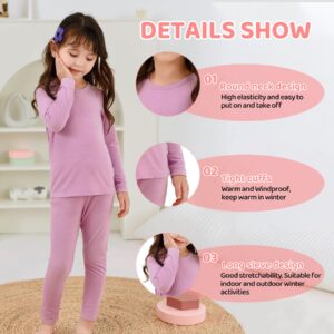 Zando Girls Thermal Underwear Set Toddler Fleece Base Layer Kids Long Johns Thermal Set Girls Ultra Soft Kids Thermal Set Girls Underwear Light Pink Medium (90)/2T